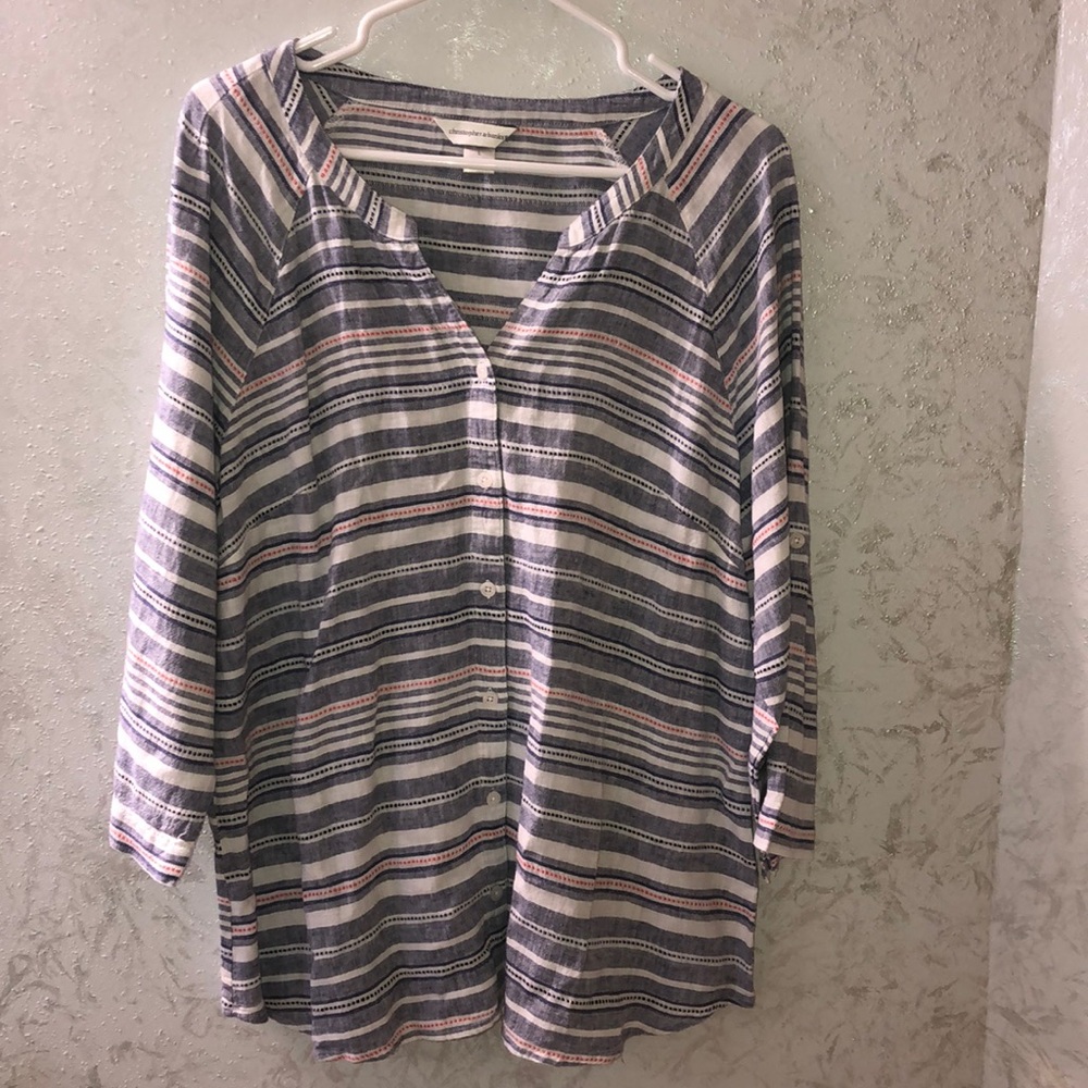 Christopher & Banks button up quarter sleeve shirt